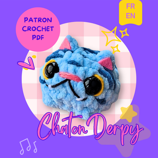 Chaton Derpy — Patron crochet amigurumi PDF (FR + EN)