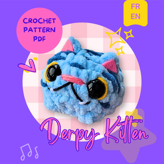 Chaton Derpy — Patron crochet amigurumi PDF (FR + EN)