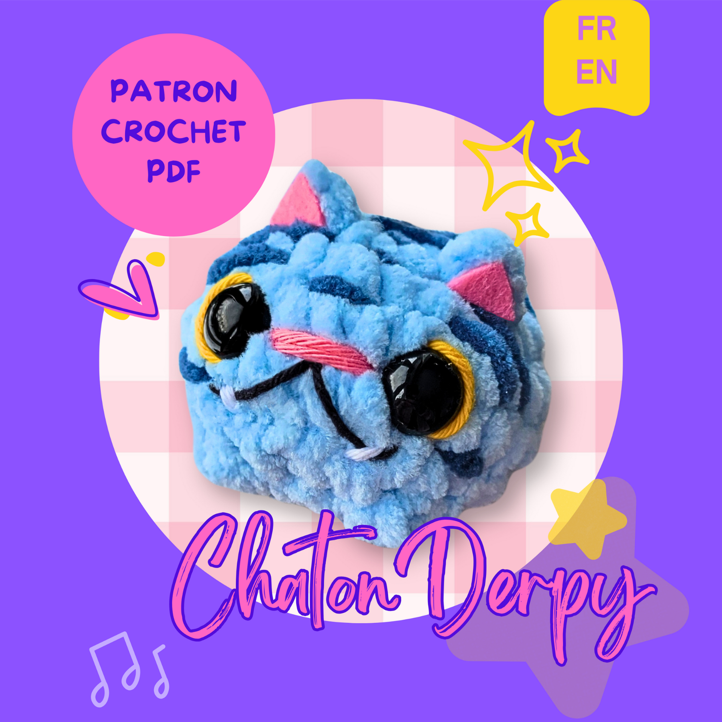 Chaton Derpy — Patron crochet amigurumi PDF (FR + EN)